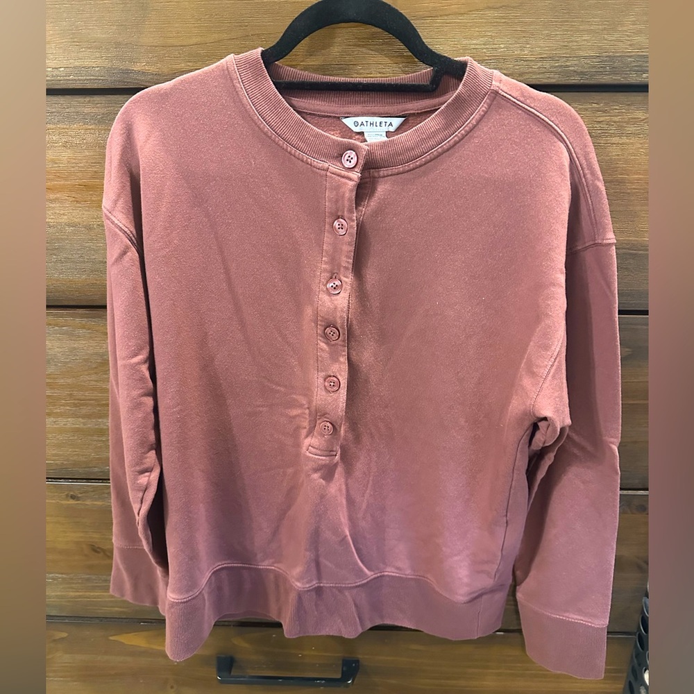 Athleta Mauve Button-Up Sweatshirt